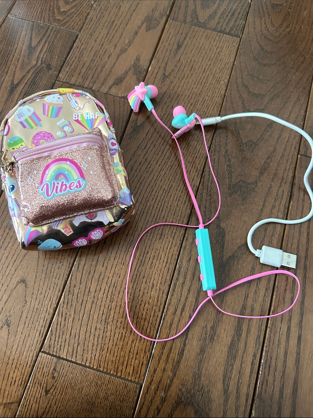 🔥 5/$25 - Pink Glitter Mini Backpack Pouch with Pastel Accents